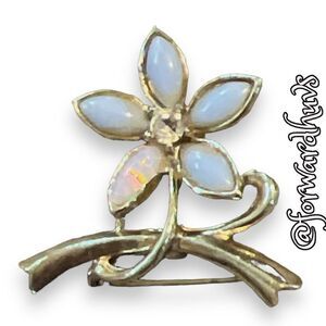 Vintage Faux Opal Gold-Tone Brooch